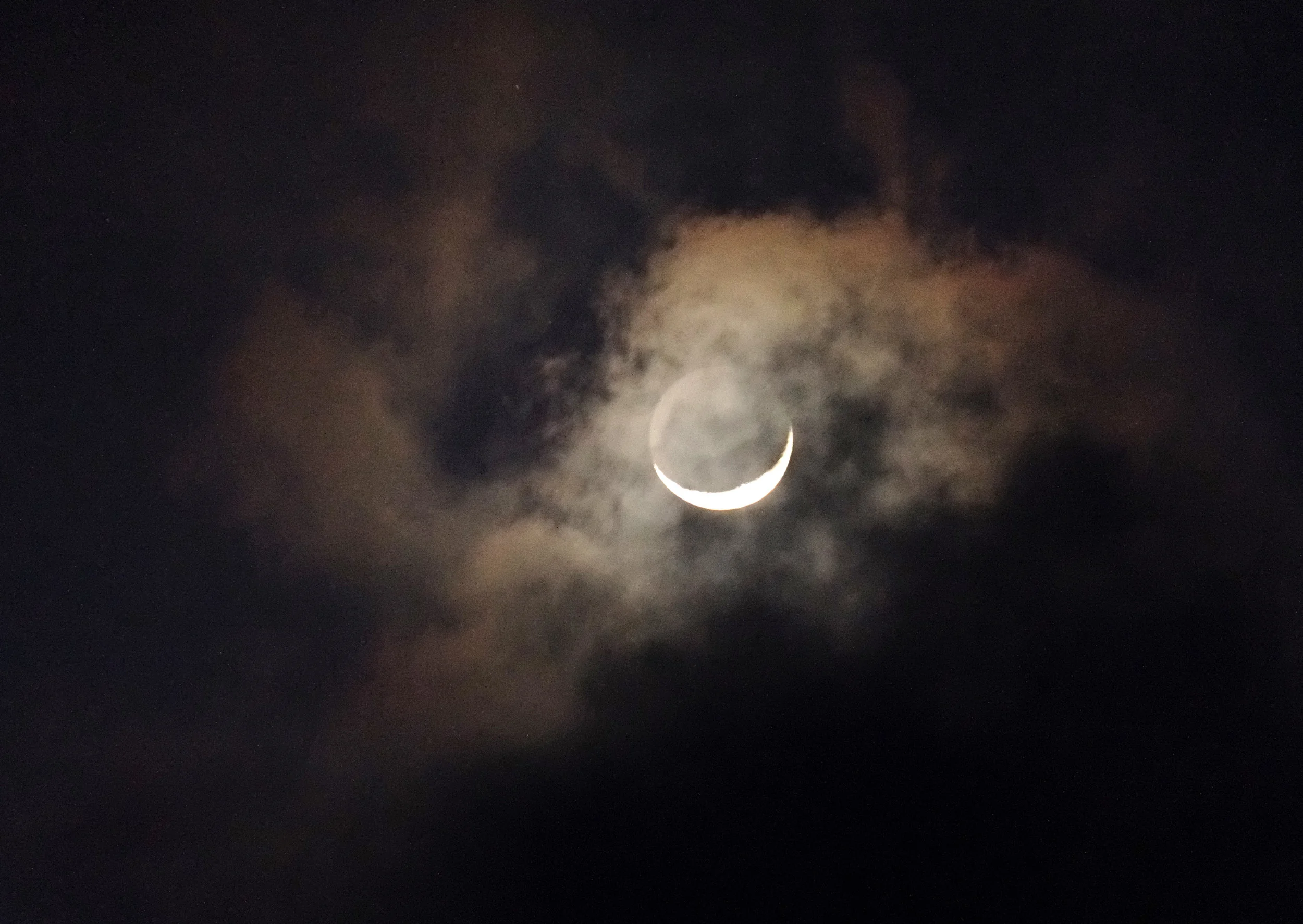 crescent moon over the pacific, near ensenada mexico, spring 2017
