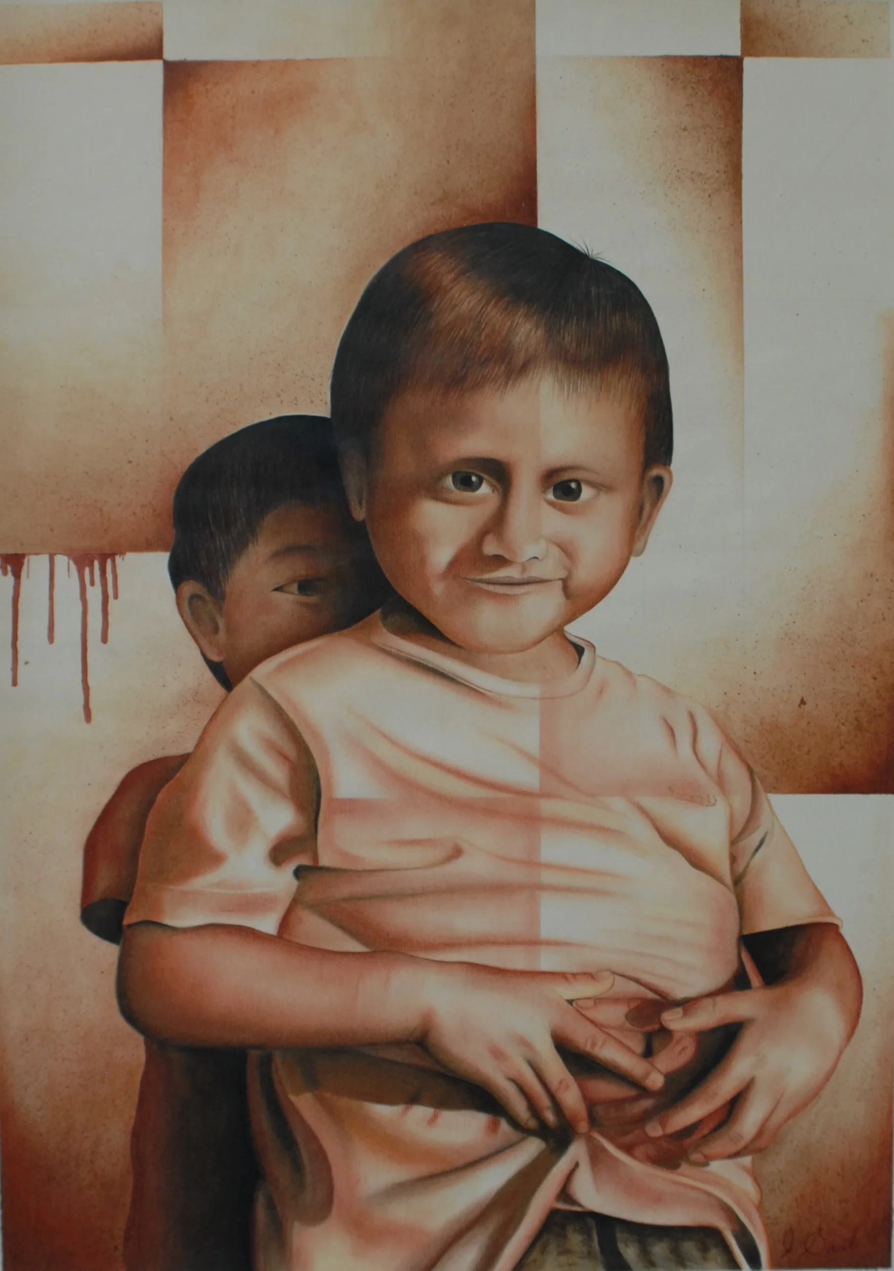 MIRADAS LARGAS, mixed media and pastel on paper, 30" x 22" $600