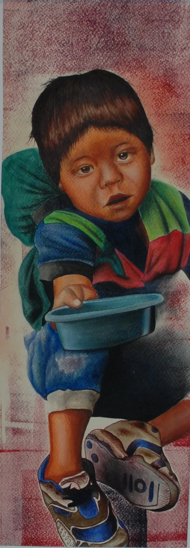 DE LA URBE, oil, pastel and mixed media on paper,, 20" x 8 1/2" SOLD