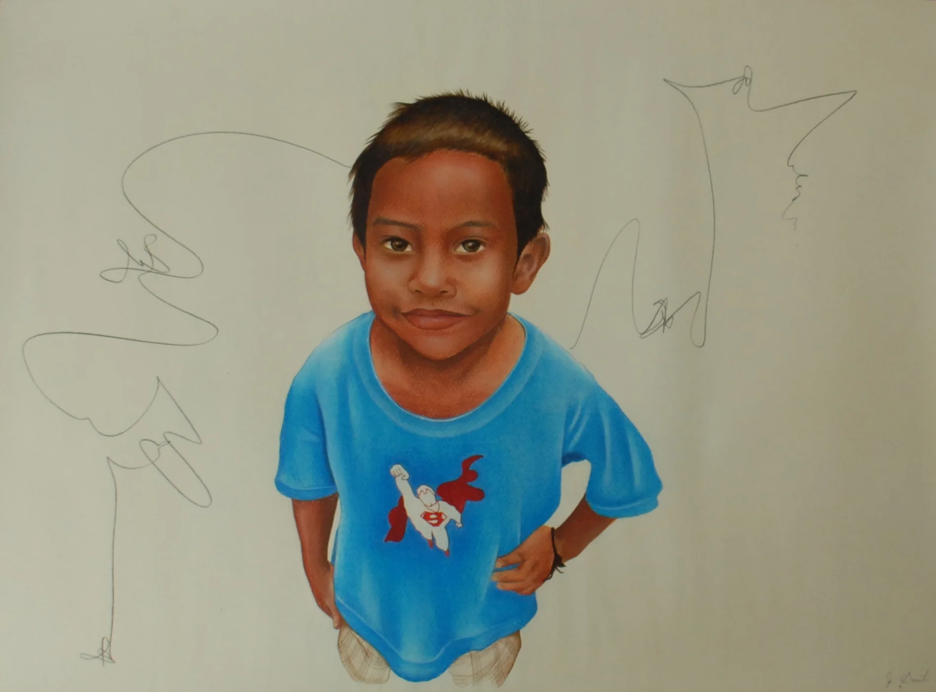 SUPERMAN, mixed media and pastel on paper, 21 3/4" x 29 3/4" $700