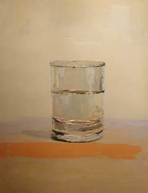 Water Glass on Orange Table