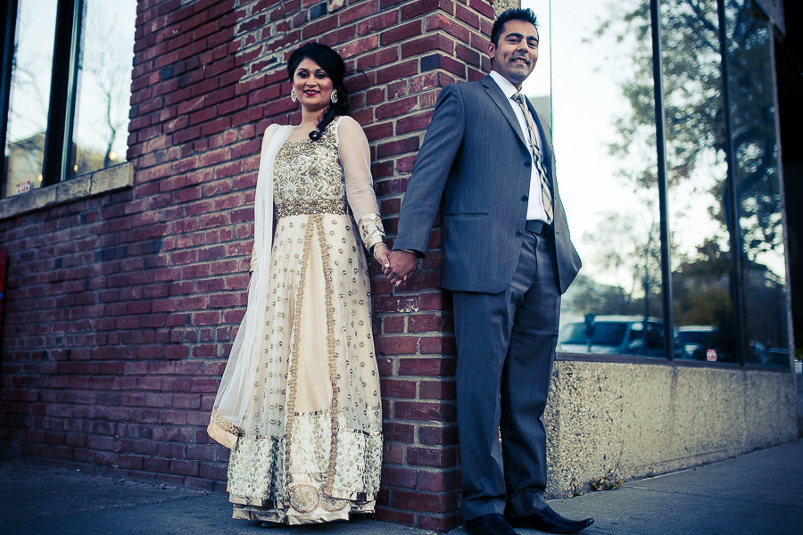 Amy Minhas and Mandeep Parmar at an impromptu photo session during their engagement event.