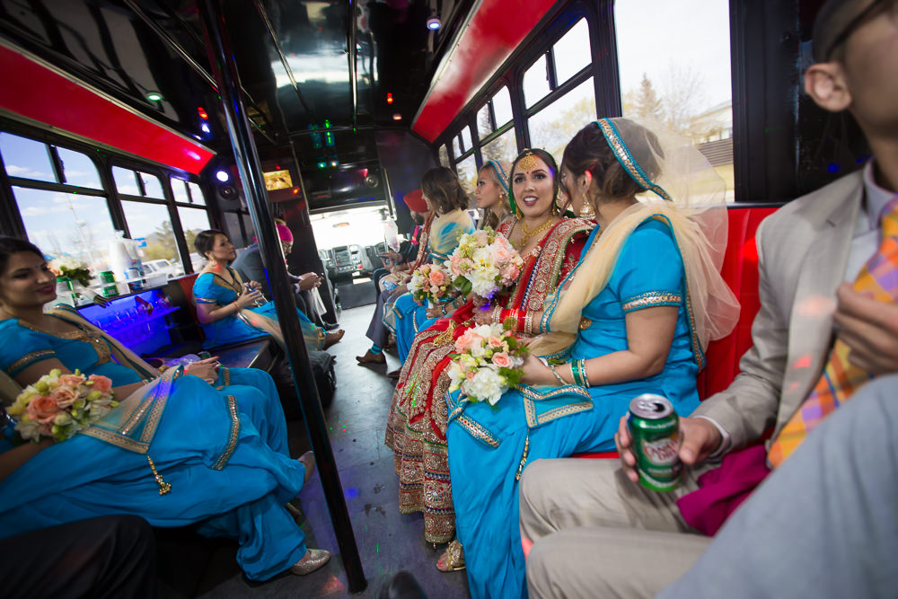 The whole brdial party just chilling at the Party bus, en route to the photoshoot location!