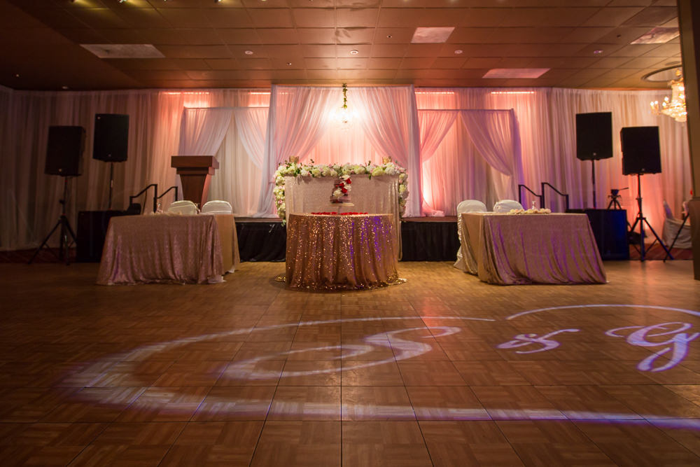 The stage for the reception. Donned with exquisite lighting setup and amazing tones and fixture.