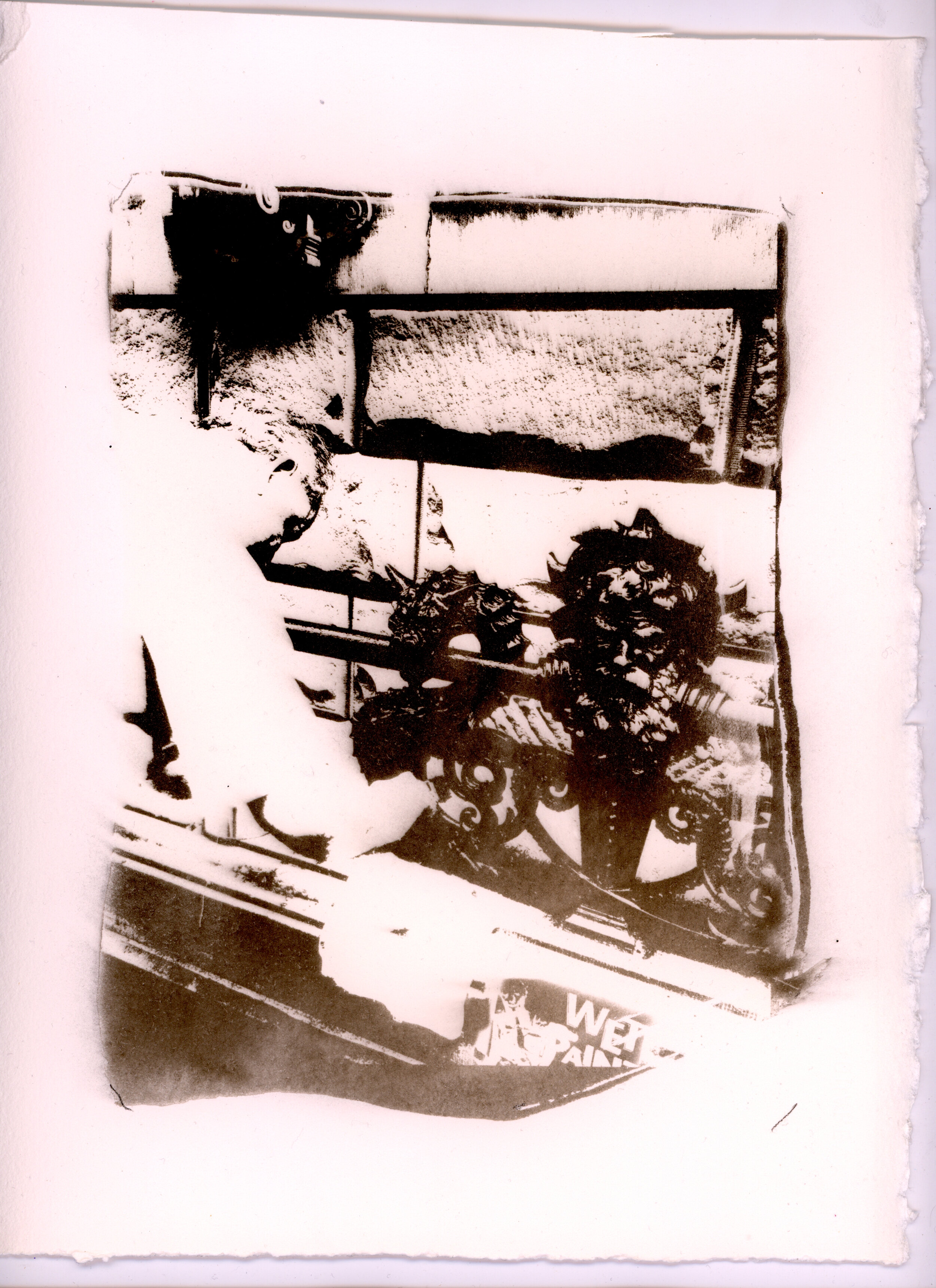 painting half the poseidon red - (palladium print)