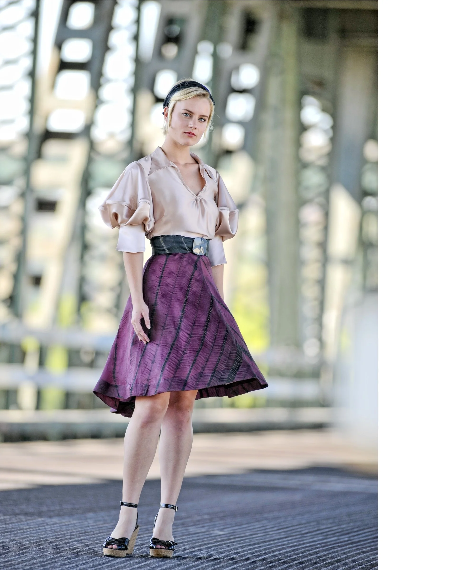  Mae Shirt with A-Line striped skirt 