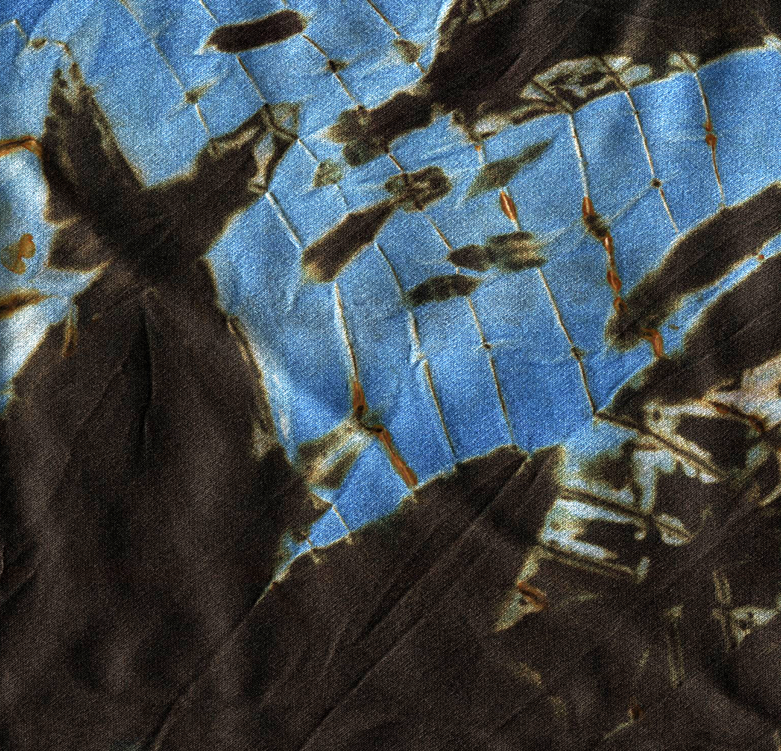 Deep Brown-Blue arashi, Silk charmeuse