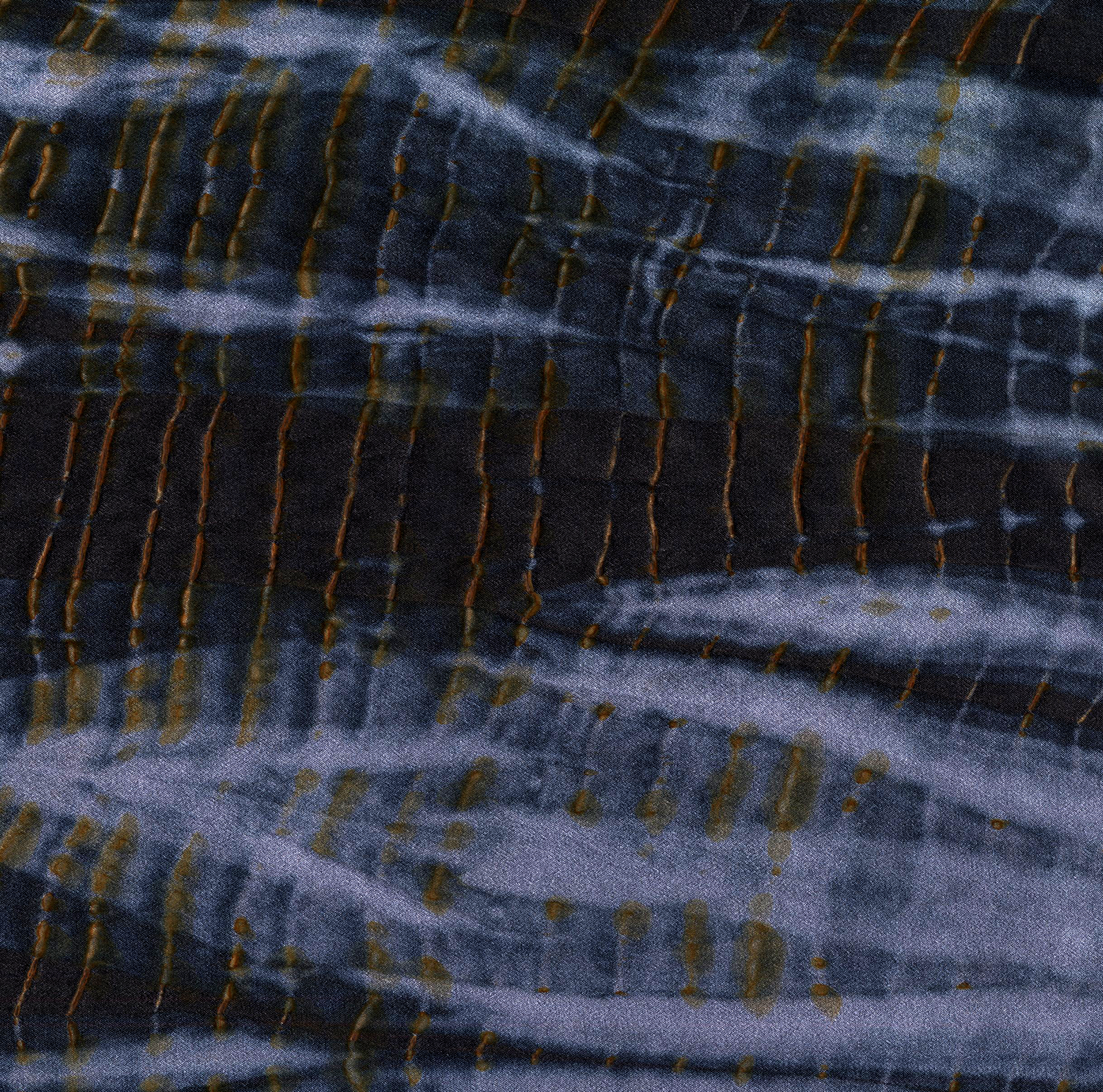 Navy-Lavender Arashi, silk charmeuse