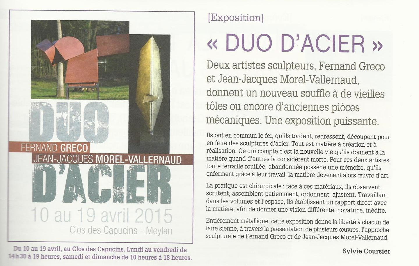 Duo d'Acier , Meylan Culture , 18 avril 2015