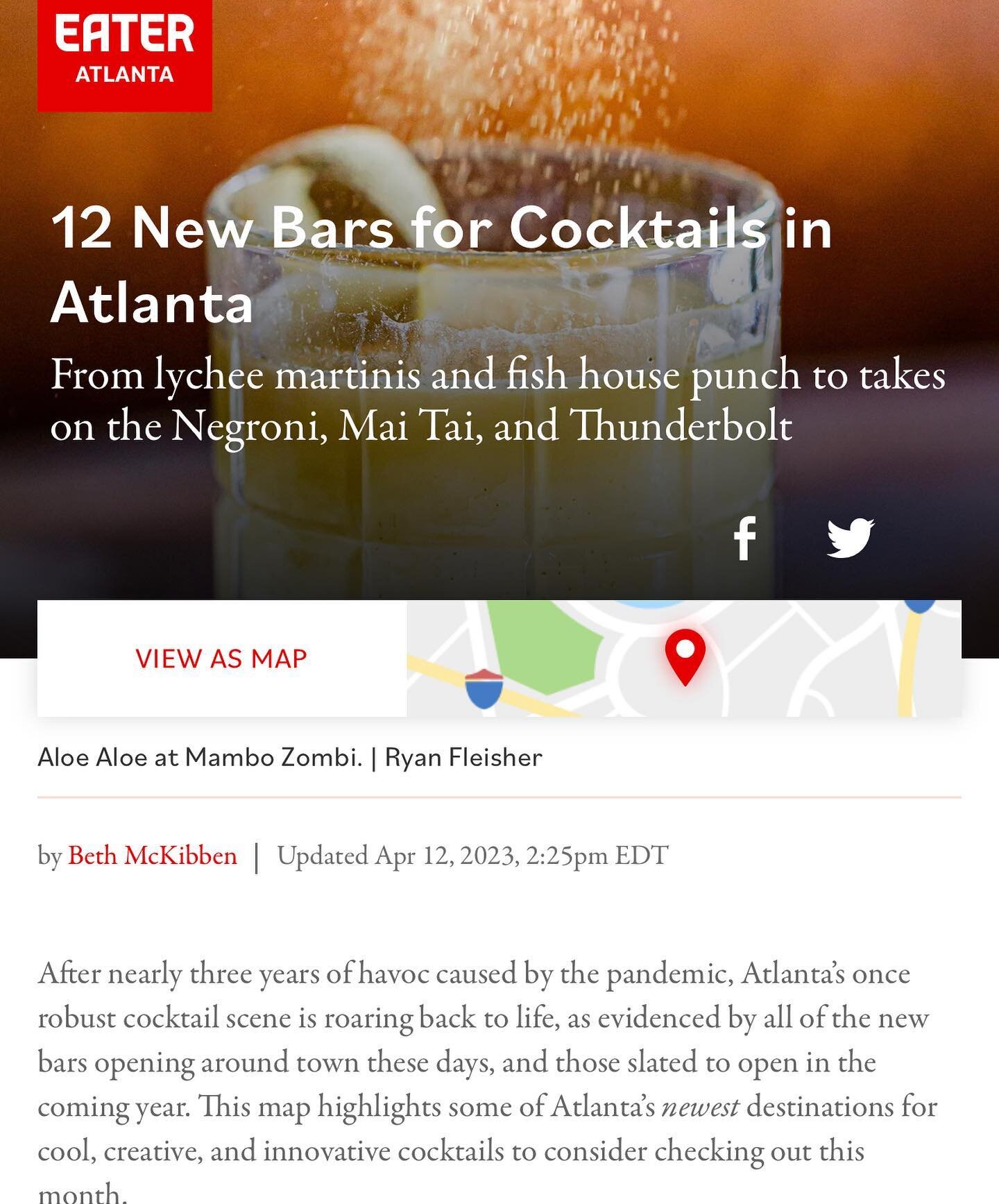 If you aren&rsquo;t reading @eateratlanta then you&rsquo;re missing out on the hot new places to get some awesome cocktails throughout Atlanta&hellip;. Including our cocktails thoughtfully crafted by our operating partner @nhassiotis