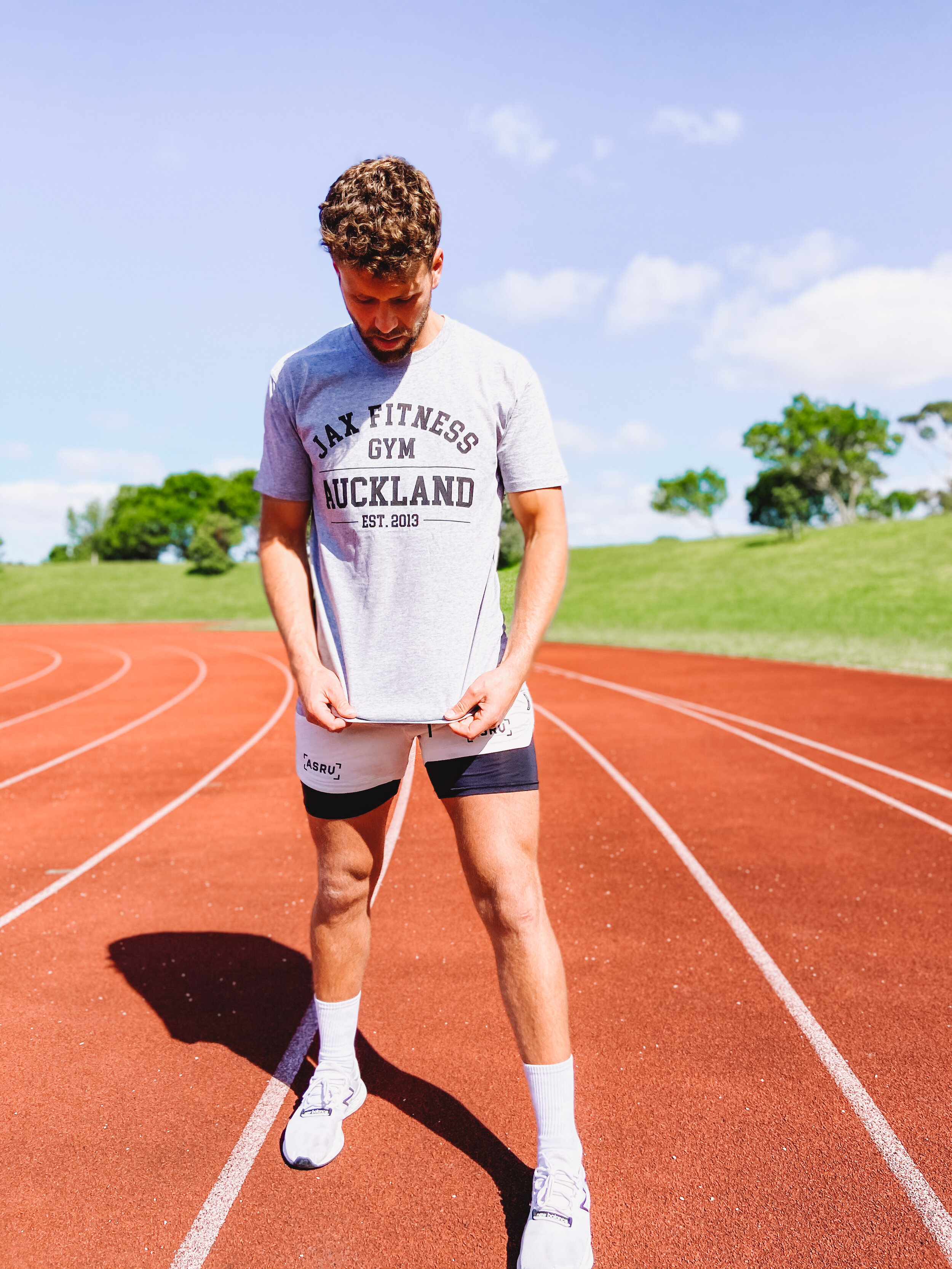 Jax Fitness College Tee - Grey Marle