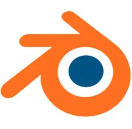 Blender logo, orange design with blue circle