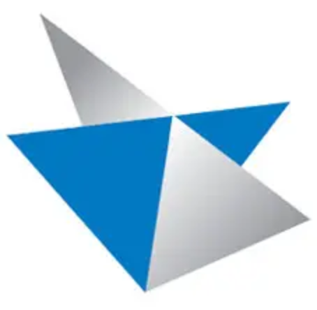 Blue and gray geometric star logo