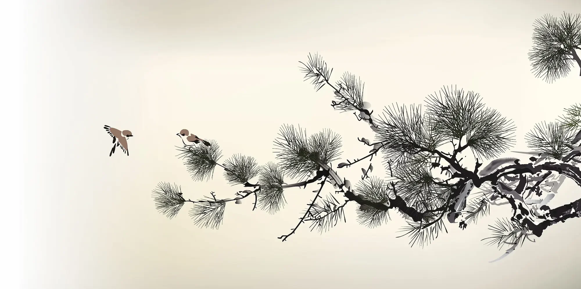 Kiefernzweig-Illustration für Körperarbeit, Craniosacrale Therapie und Akupunktur