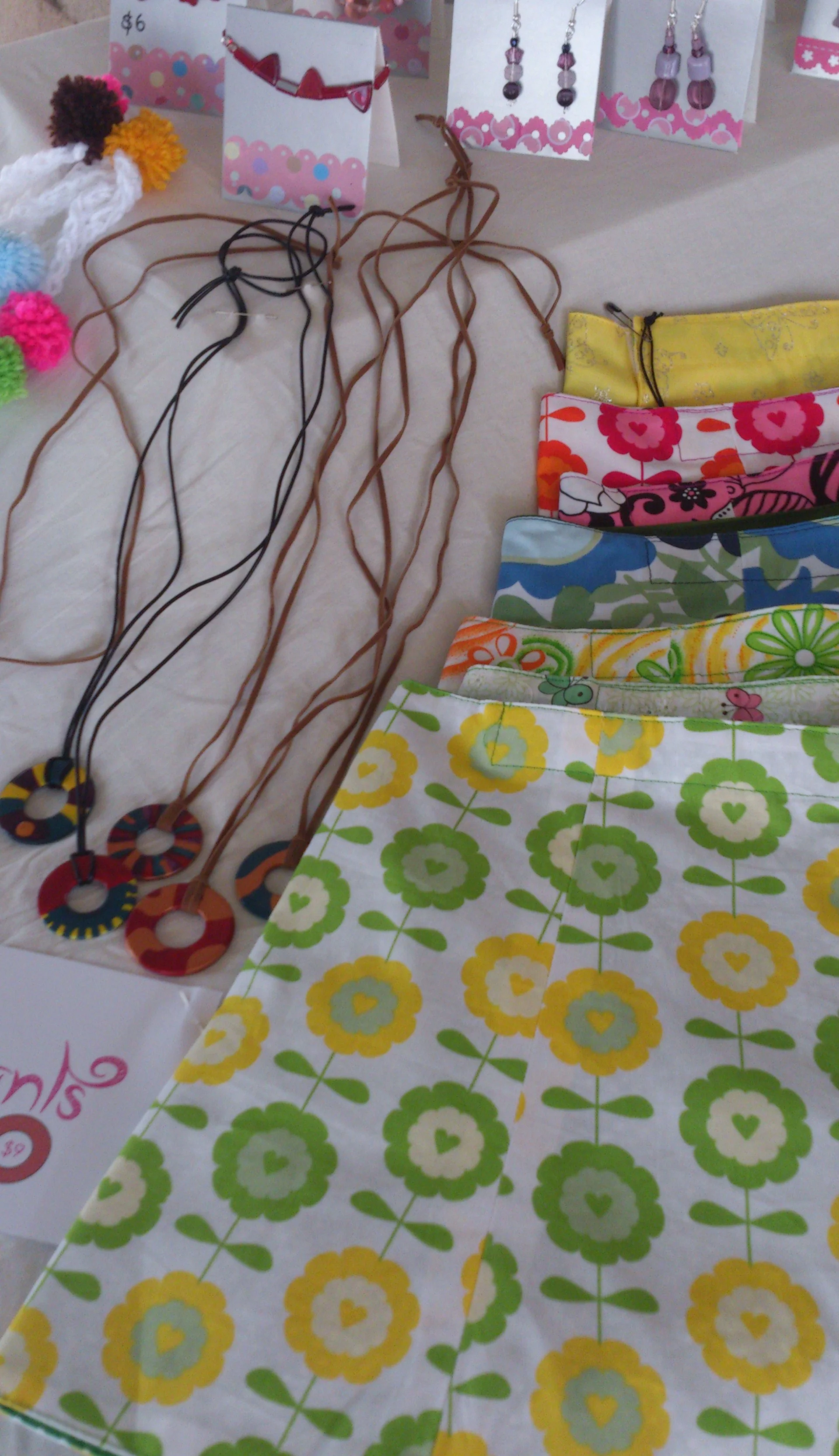 These awesome skirts are made by a very clever local sewer who whips them out effortlessly. For her information, all that were left were the yellow and green ones.