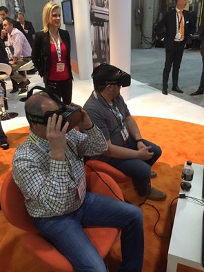 Bob and Eric checking out Virtual Reality glasses at Modex