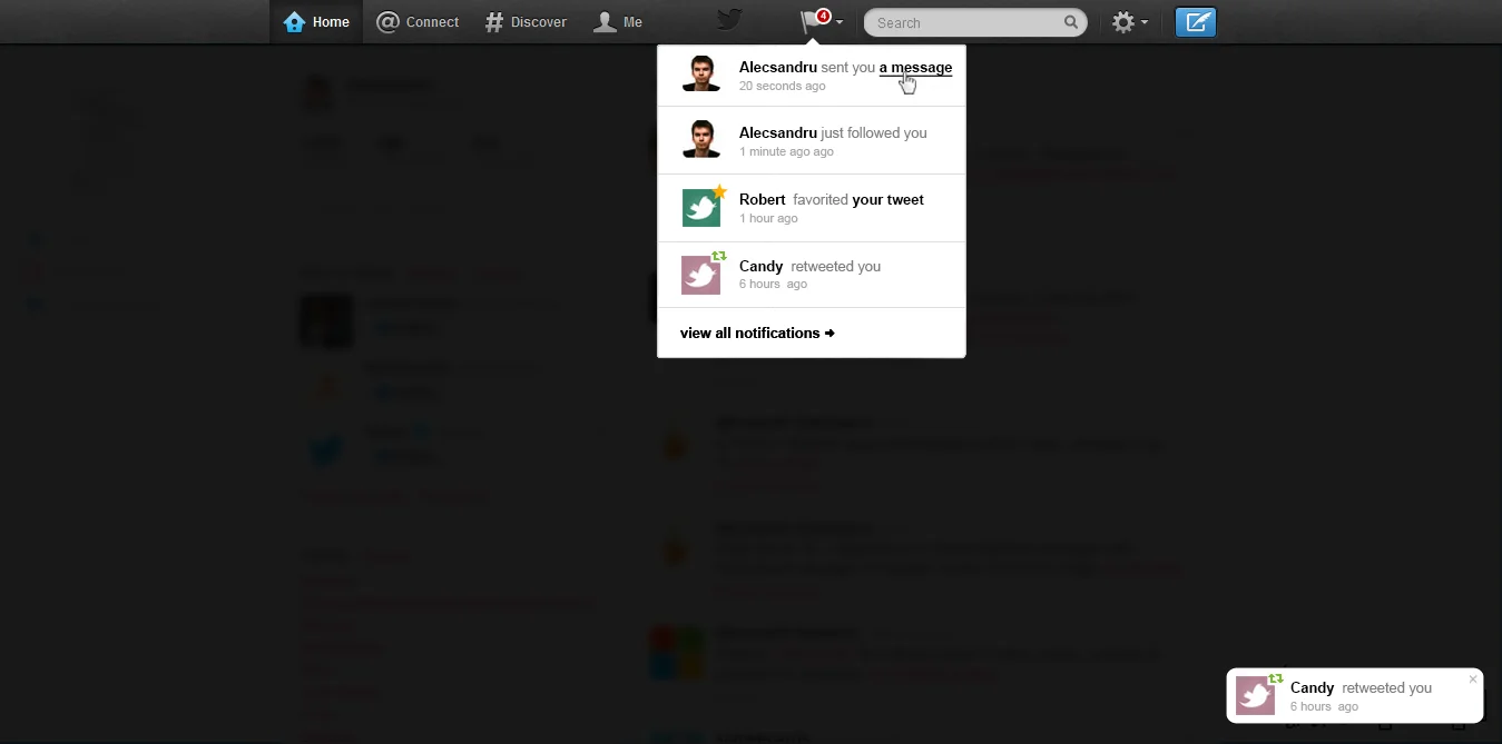 New notification center that stores all upcoming updates