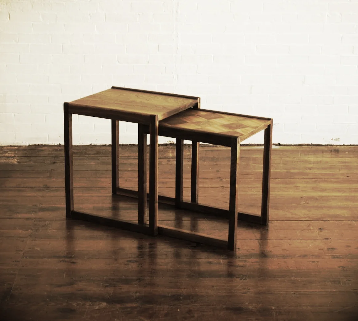 Harlequin End Tables, custom, hand-made