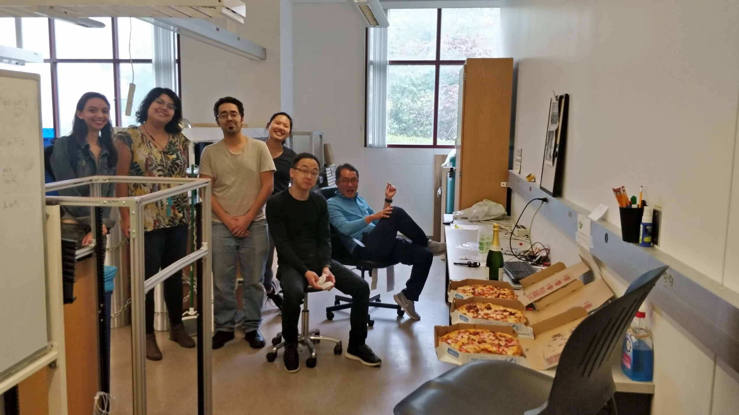 Pizza party because we finally shipped out the whole air sampling system! Whew!