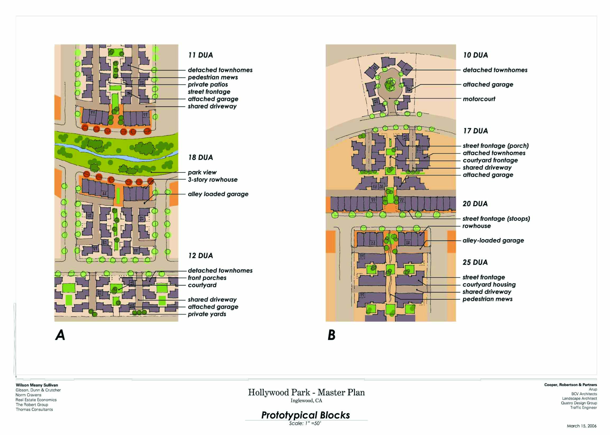 This project seeks to transform a venue used for horse racing into a vibrant integrated community, as the 238 acres needed to support the current use is no longer deemed the best use for an inner city location with shortages in housing. The project is organized along a green spine consisting of a series of crescent shaped parks that connect to existing communities at either end.