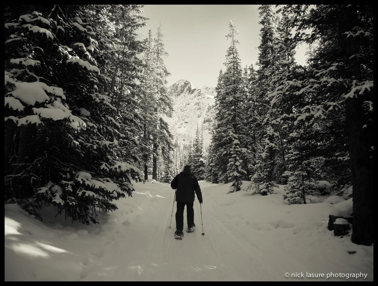 January | A Late Christmas - being an airline pilot I don't get to spend very many actual holidays with my wife or family. So per our new normalized routine we celebrated Christmas with my family in January, this is picture of my Dad snowshoeing in the Colorado backcountry near Keystone.