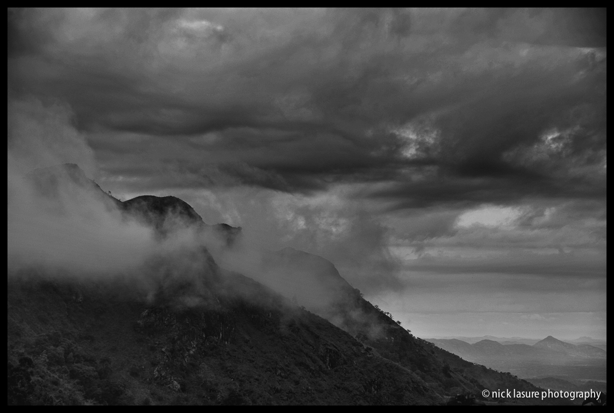 Ella Gap - a brooding mountainside view in the town of Ella taken from our hotel. 