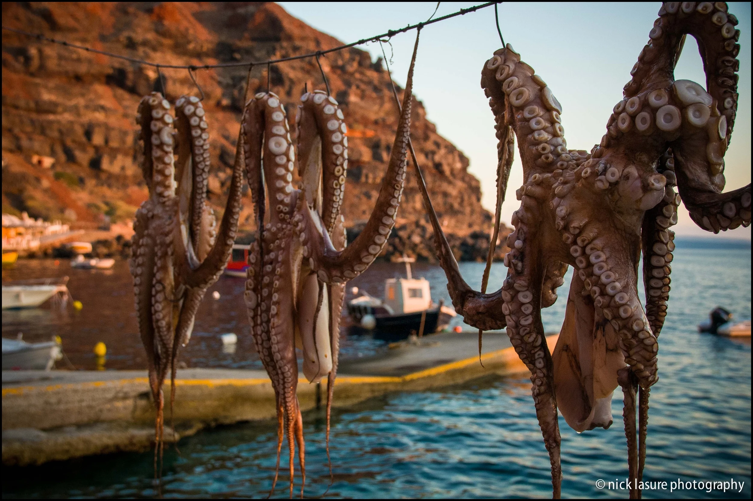 Dinner waiting to be served in Amoudi Bay, Santorini // Nikon D300