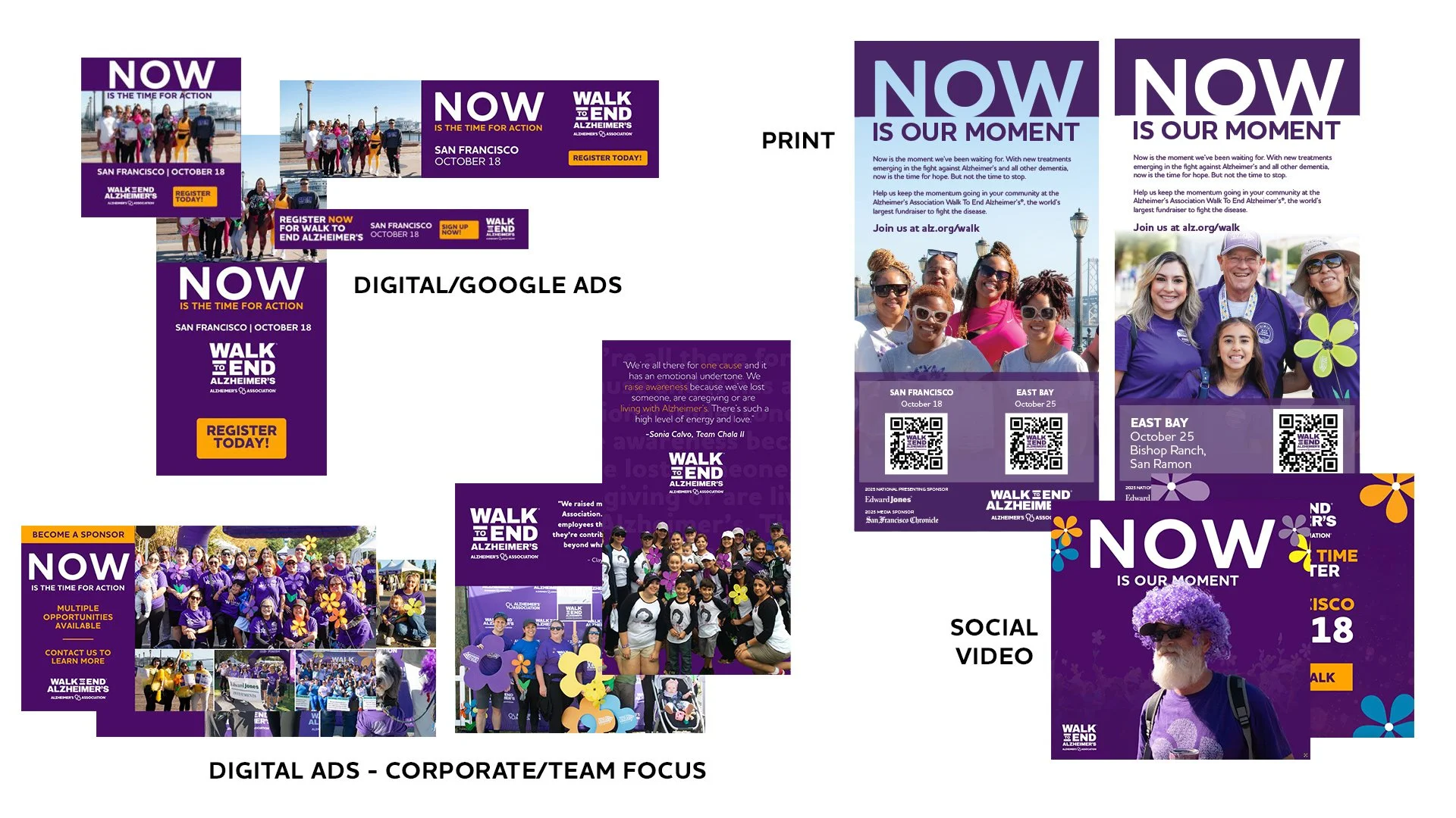   Title:  2025 Localized Walk Campaign Materials  Materials:  Digital Ads, Social Media Images, Print Ads, Videos, Dark Posts, Sponsor Ads  Roles:  Concept, Design, and Production in coordination with agency and internal team.   Tools:  Adobe Photosh