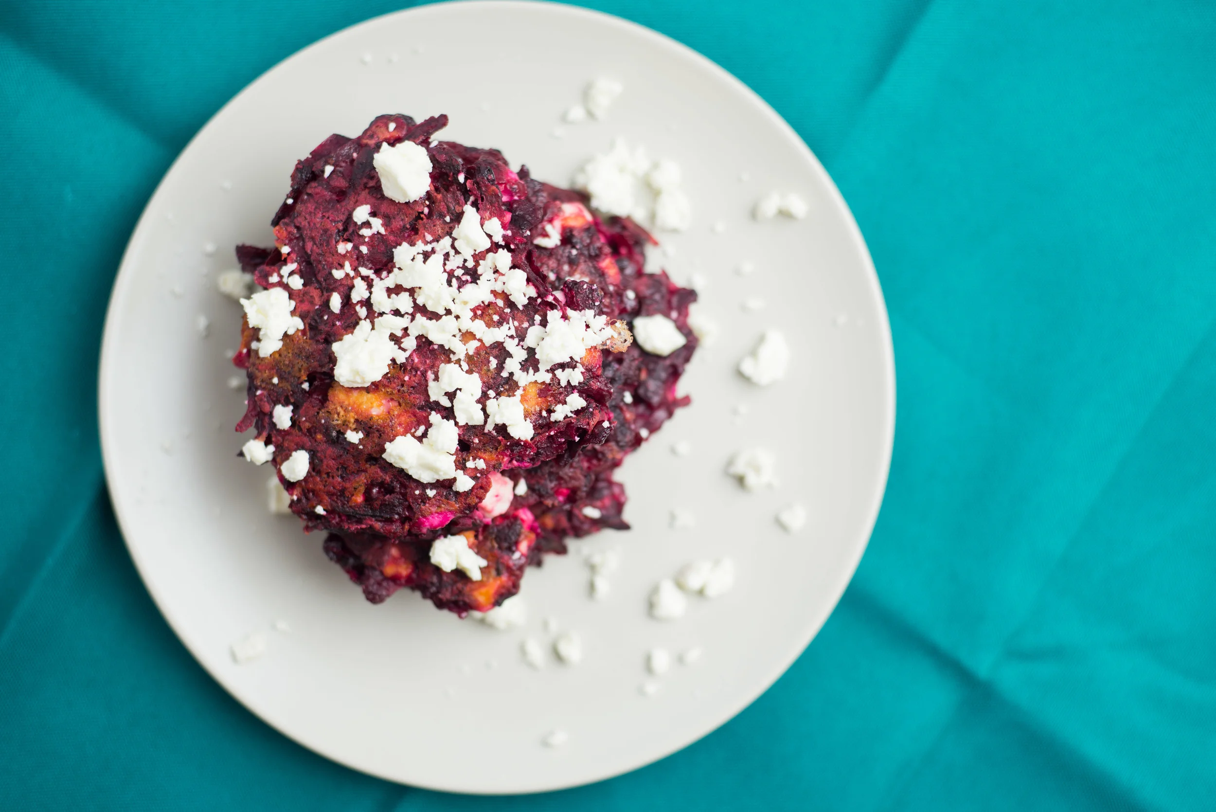 Beet Fritters with Mint & Feta
