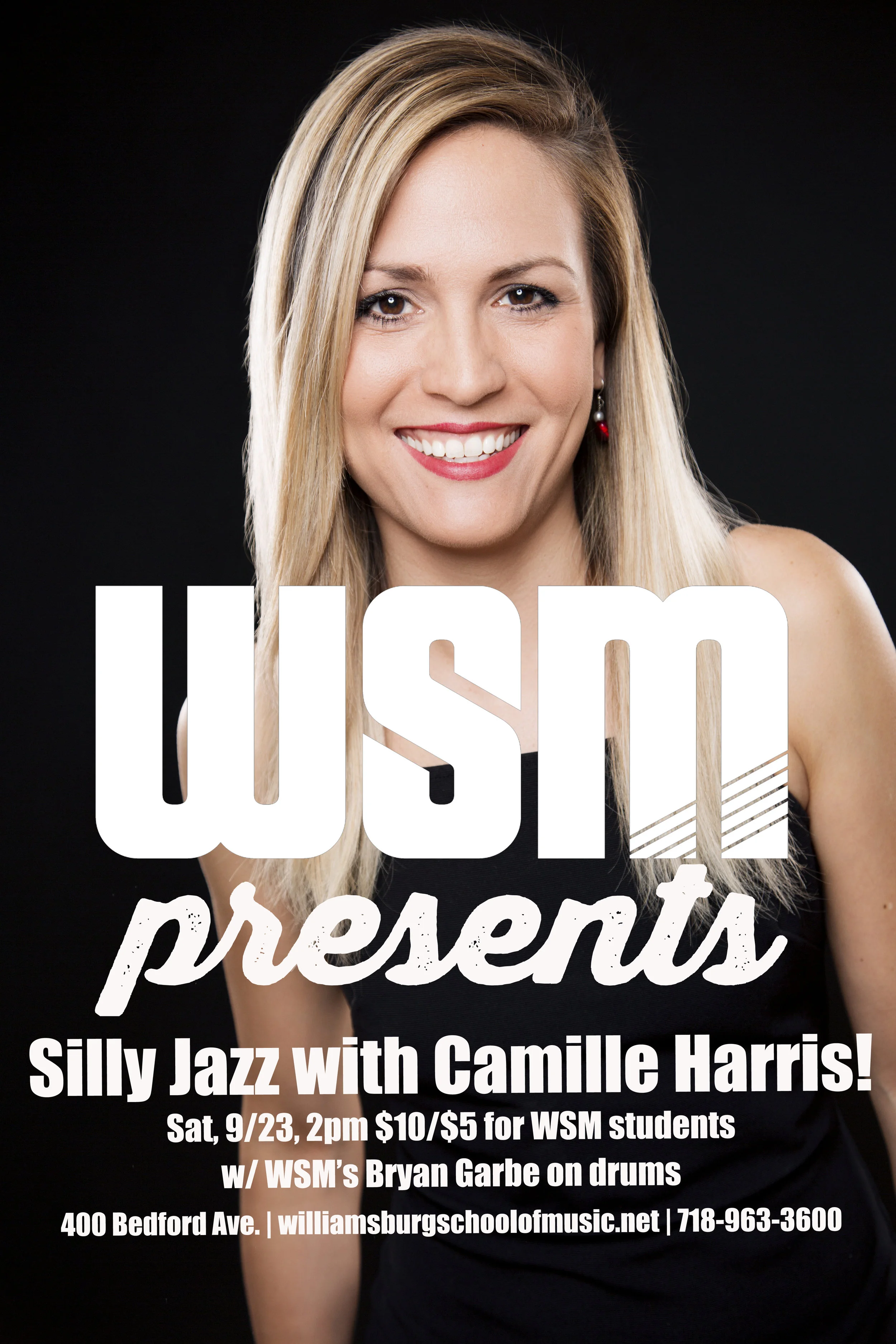 We are kicking off a monthly concert series on September 23rd at 2pm with our own Camille Harris, who will be playing selections from her kid/family-friendly album Silly Jazz. Get ready to stomp, clap and dance around! Featuring WSM's Bryan Garbe on drums. All ages. Tickets are $5 for students and families of students, $10 for the general public. See you there!