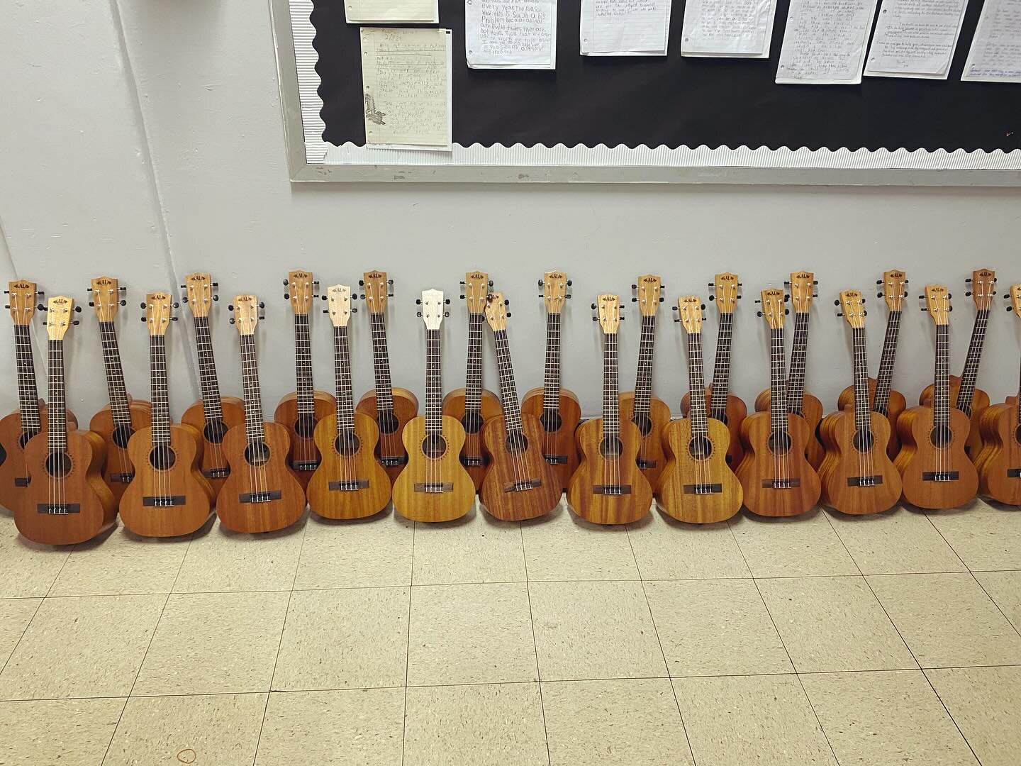Unboxed and tuned up LOTS of ukuleles for @ps18bk - so excited to start a new program there next week and get everybody strumming!