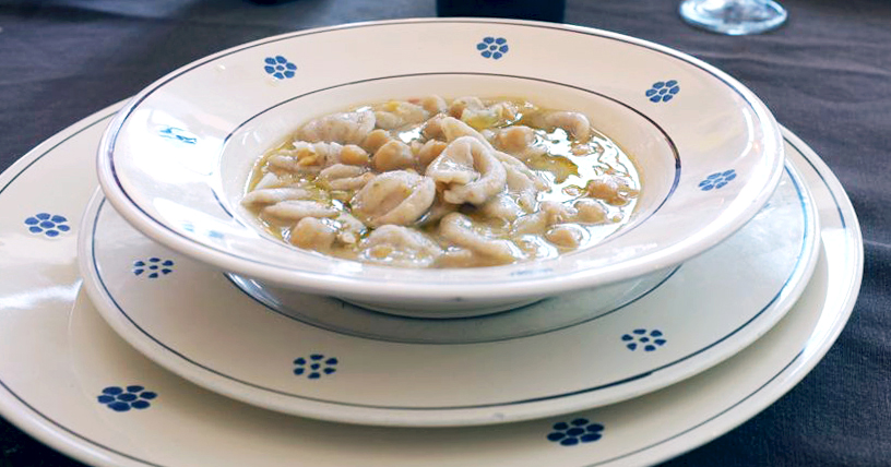 Orecchiete and chic pea soup at Ristorante da Gino — Ceglie Messapica