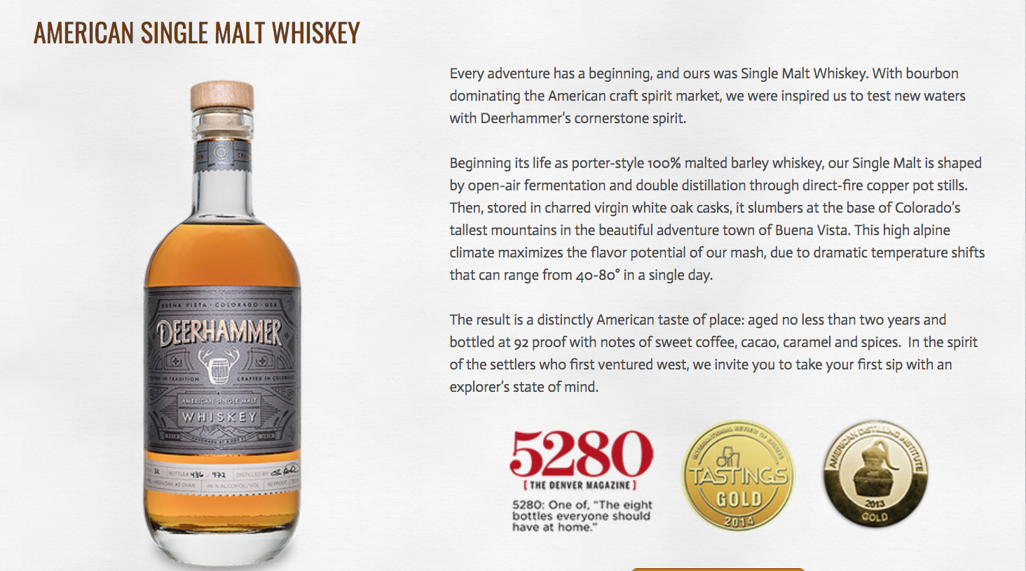 Product + Packaging Copywriting | Deerhammer Distillery