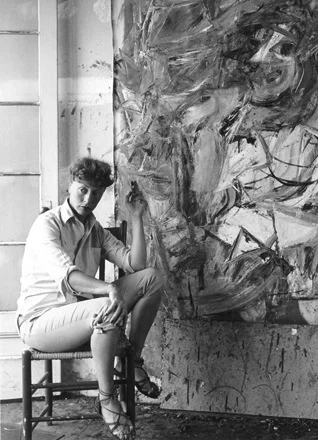 Elaine de Kooning, 1950s. Detail from a portrait of the de Koonings by Rudy Burckhardt. In the permanent collection at the Guild Hall.