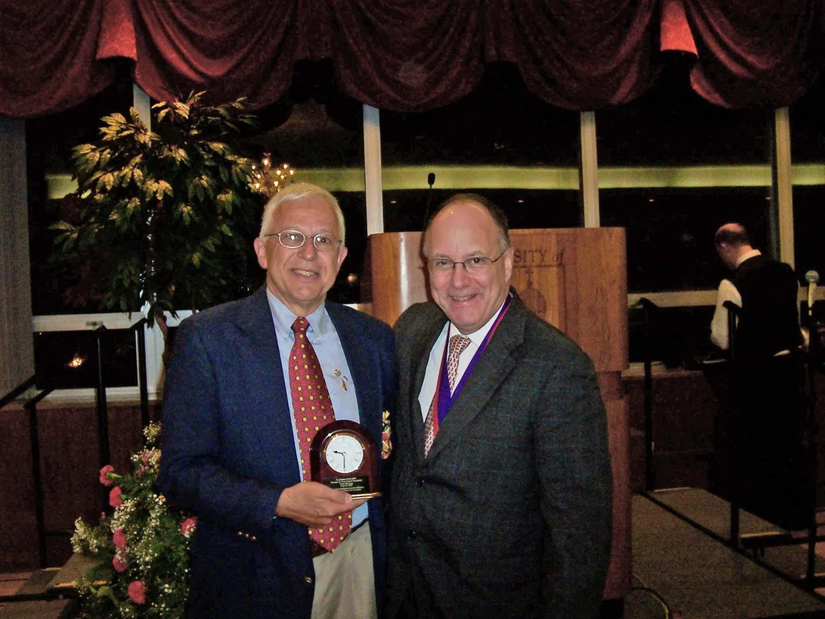 Joost Keesing (L) with Dave Westol receiving the inaugural Duane Deal Award for Chapter Advisors at the 2005 Chapter Leadership Conference XI