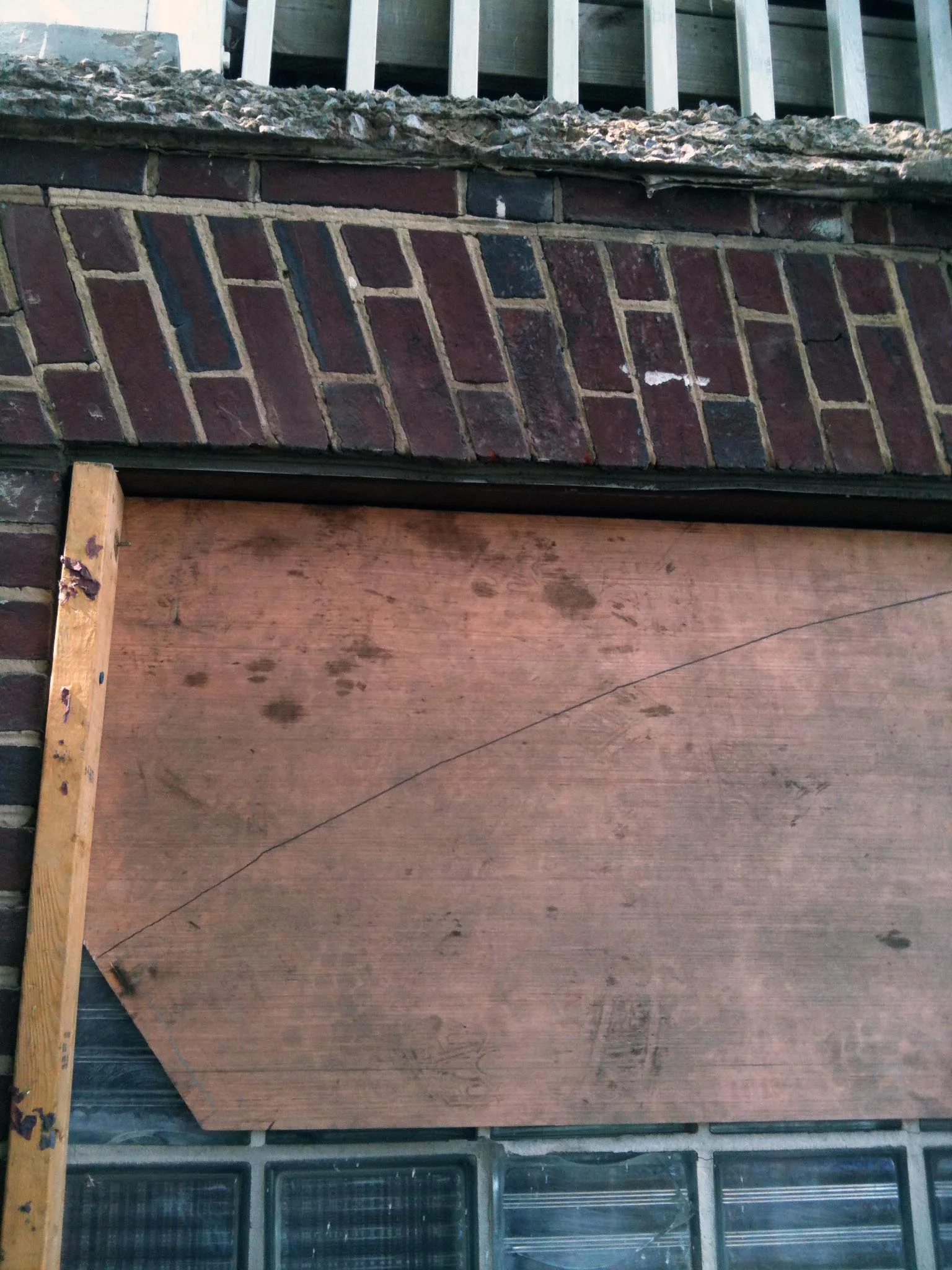  Side-porch Repair Project - Sept. 20, 2013 Lintel installation above glass blocks 