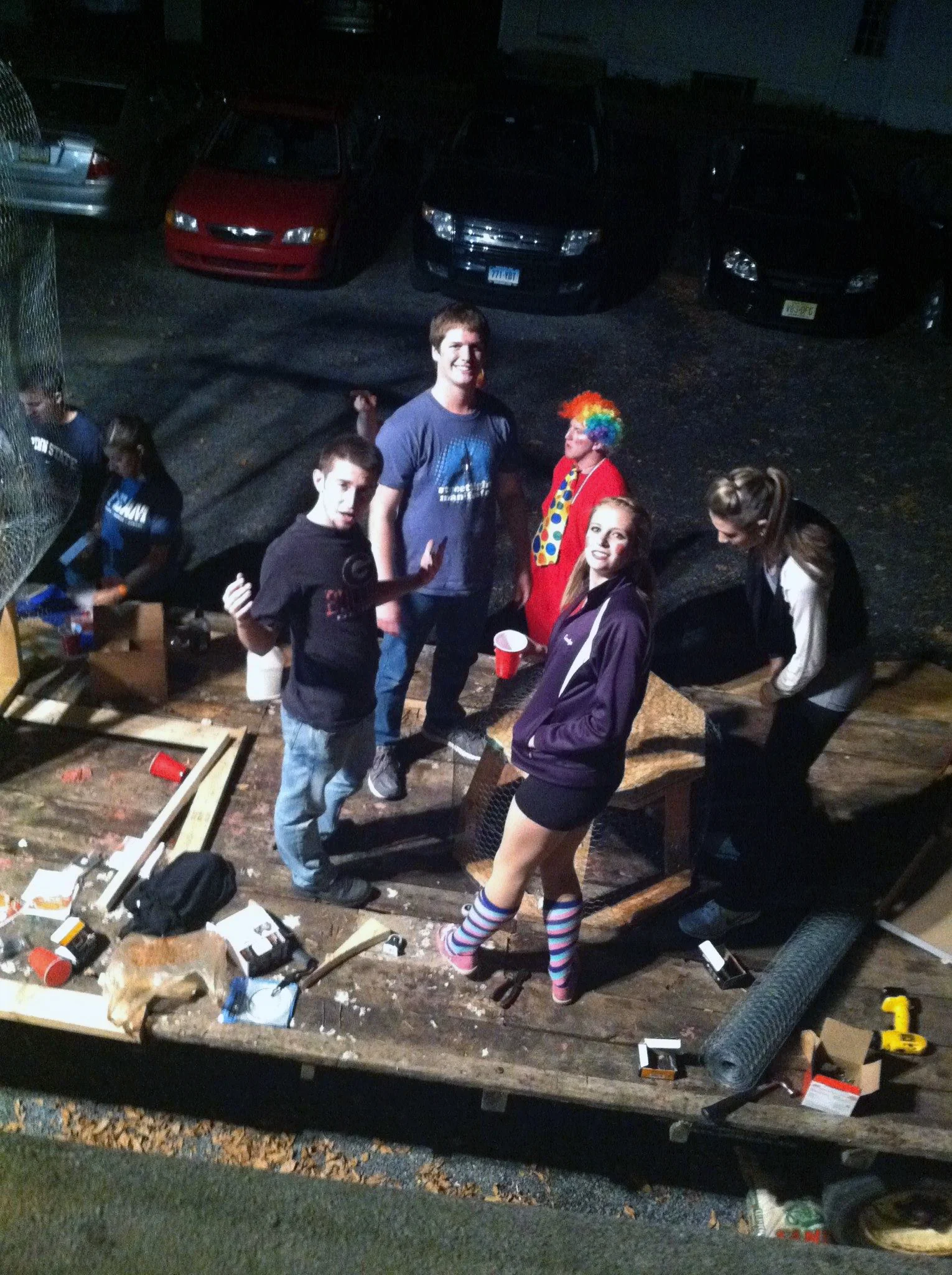 Homecoming 2013 preparations begin with float building - Sam Kulp, Ian Maxwell and Jerry Crompton - Oct. 8, 2013