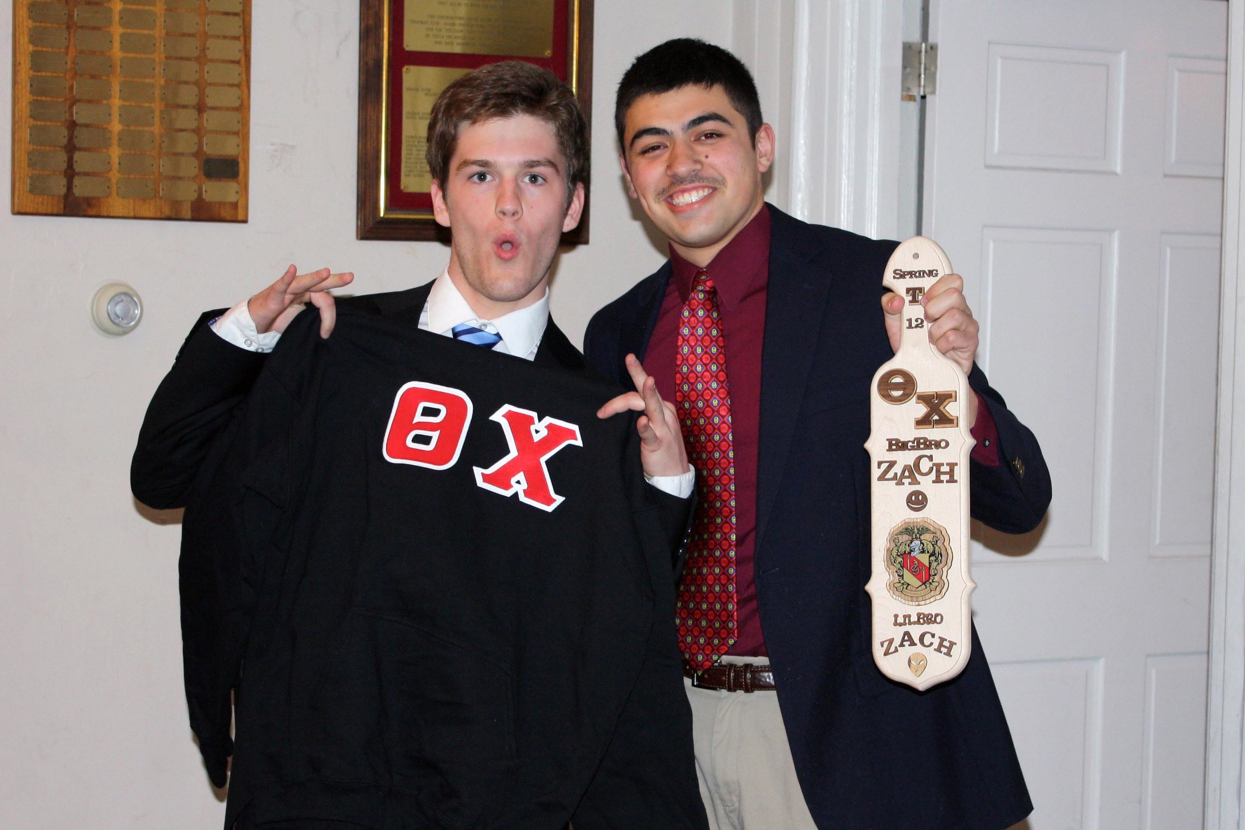  Little Brother Zach Kramer (L) and Big Brother Zach Meharey
Spring 2012 Initiation Night 