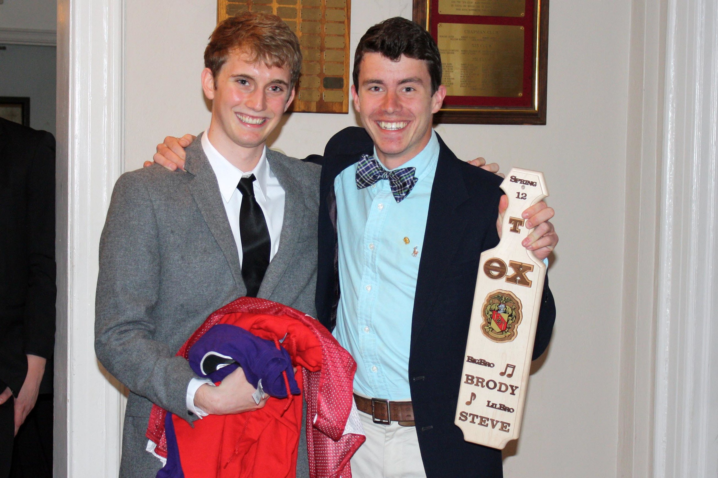  Little Brother Steve Johnson (L) and Big Brother Brody Karn
Spring 2012 Initiation Night 