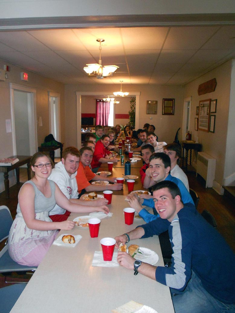  Brothers, and Friends enjoying an Easter/Passover Potluck dinner 