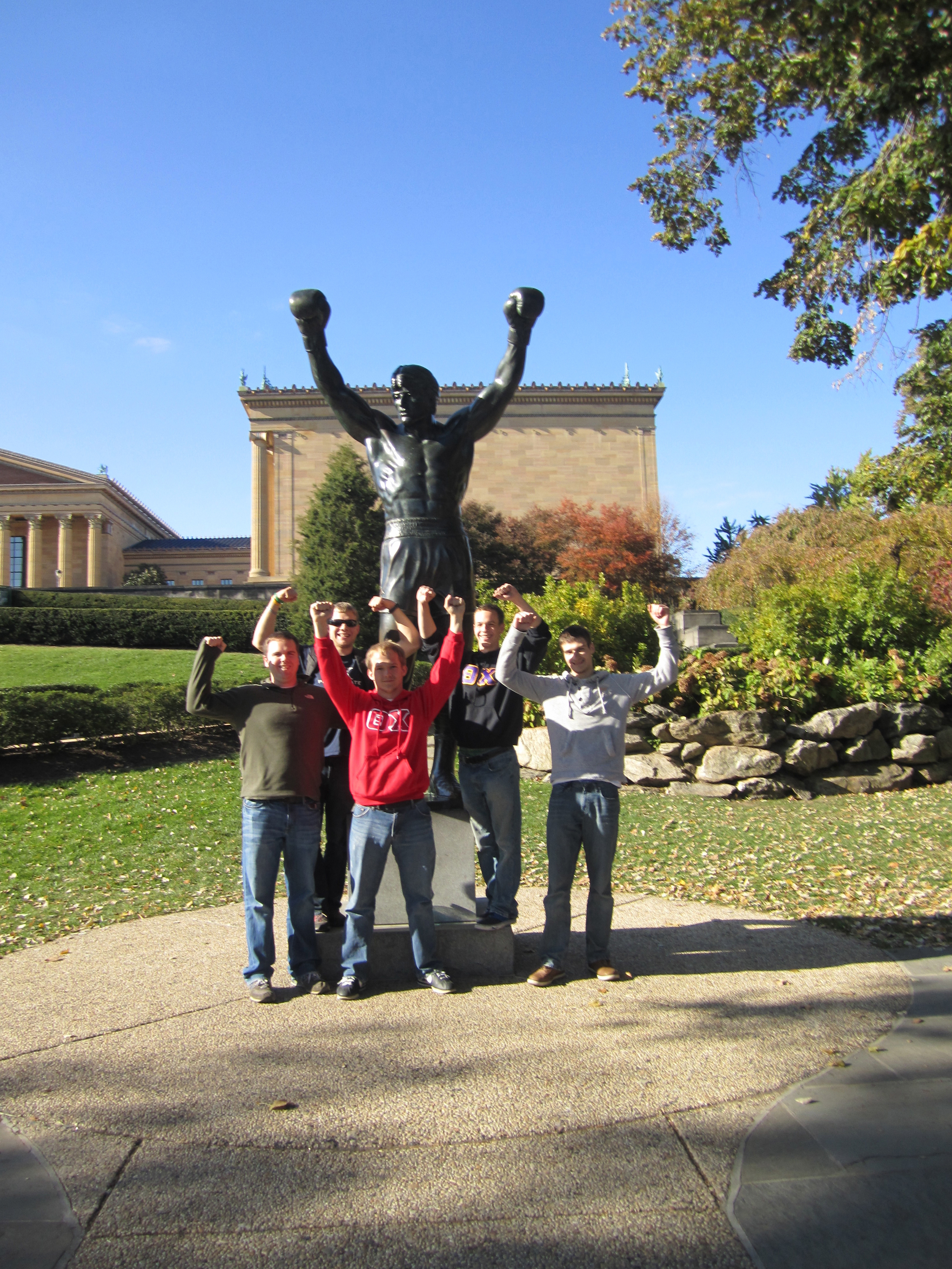  L to R: Jason Clark, Greg Smith, Gerad Freeman, Grant Gaston, and Sebastian Reigber posing with Rocky
Fall 2011 