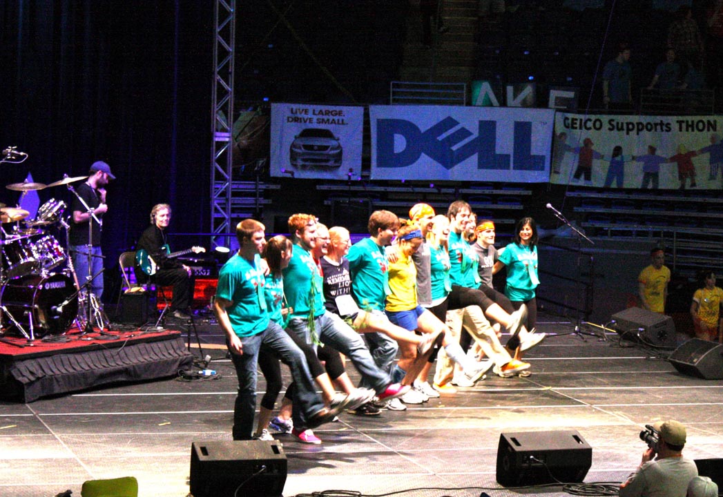  Theta Chi and and Omega Phi Alpha perform thier 2008 Homecoming airband preformance at THON
L to R: Jared Metzger, Zach Binder, James Patterson, Daniel Cartwright, Casey Leman, Nicholas Geyer and Jasen Marshall 