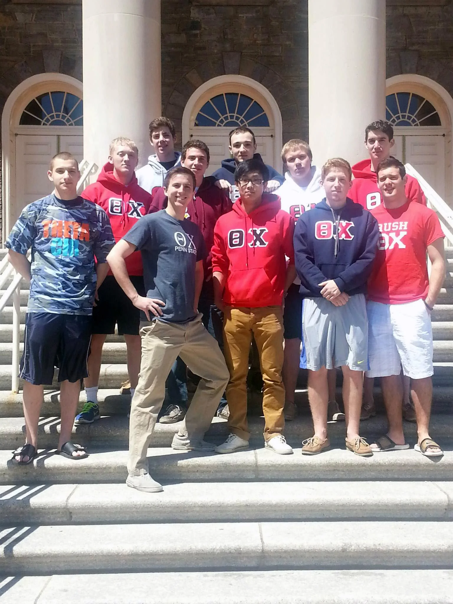 Derek Miller, Patrick Hilling, CJ Winand, Mark Moseley, Ben Yaroslavsky, Nick Vassilakos, Thomas Strnad, Connor DeKranis and Sean Curry at Old Main - April 2014
