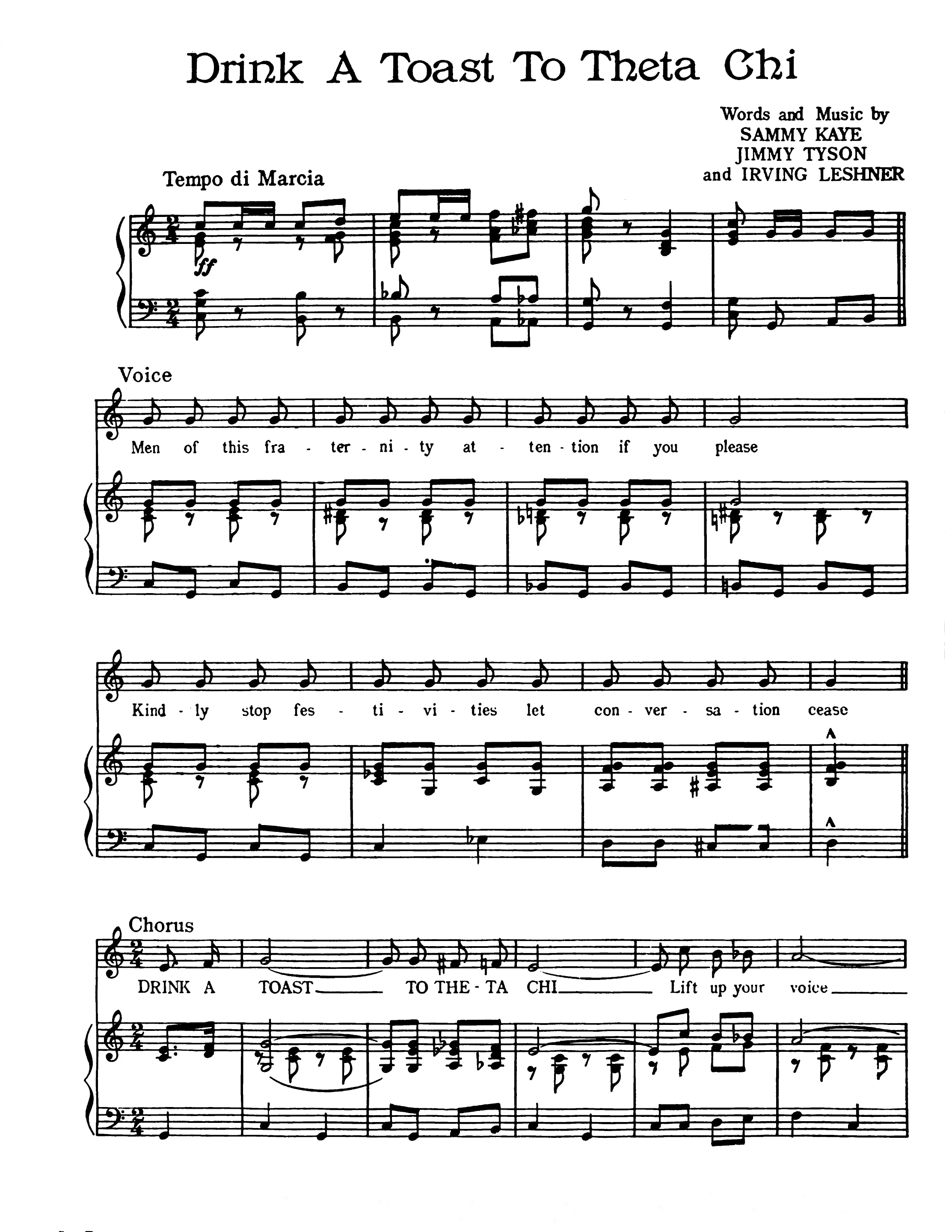 'Drink A Toast to Theta Chi'' Sheet Music - Download