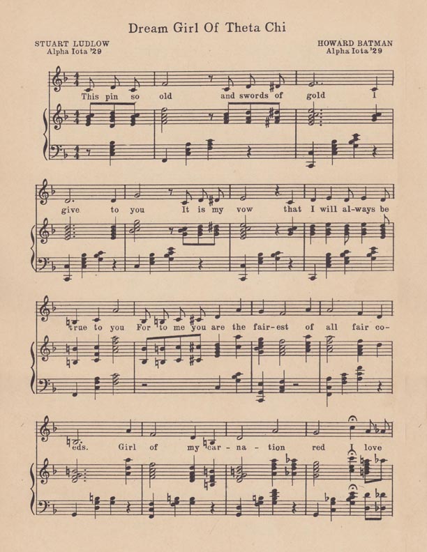 Dream Girl of Theta Chi - Sheet Music - Download