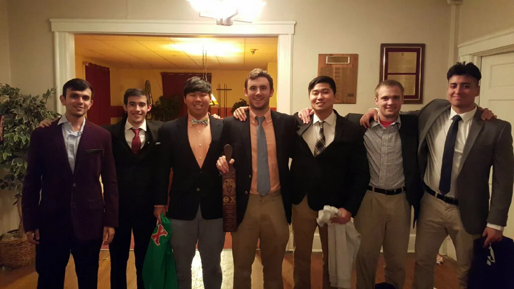 2015 Fall Initation - (Left to Right) Malhar Dave , Nik Lanum , Marcus Lim, John Broderick (Pledge Marshal), Brian Hong, Tim Lagnese, Bryant Narveaz