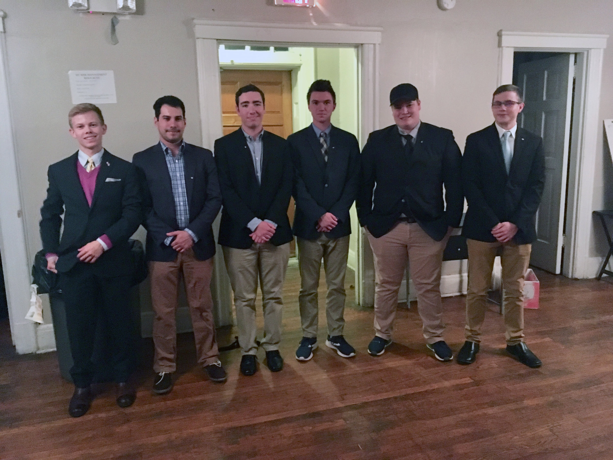  2018 Fall Pledge Class: (from left to right) Jake, Jeremy, Rob, Trey, Nick, and John. 