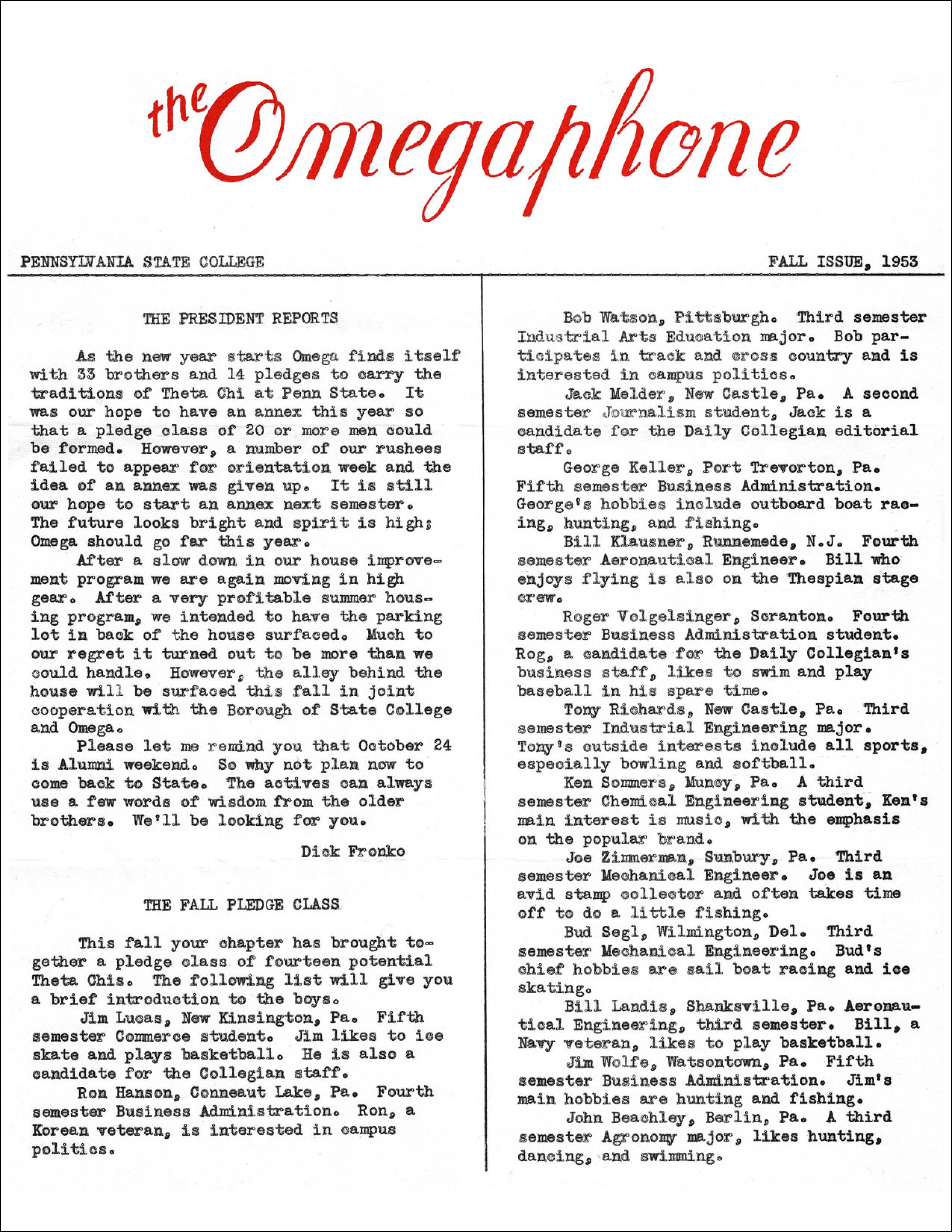 Fall 1953 Omegaphone