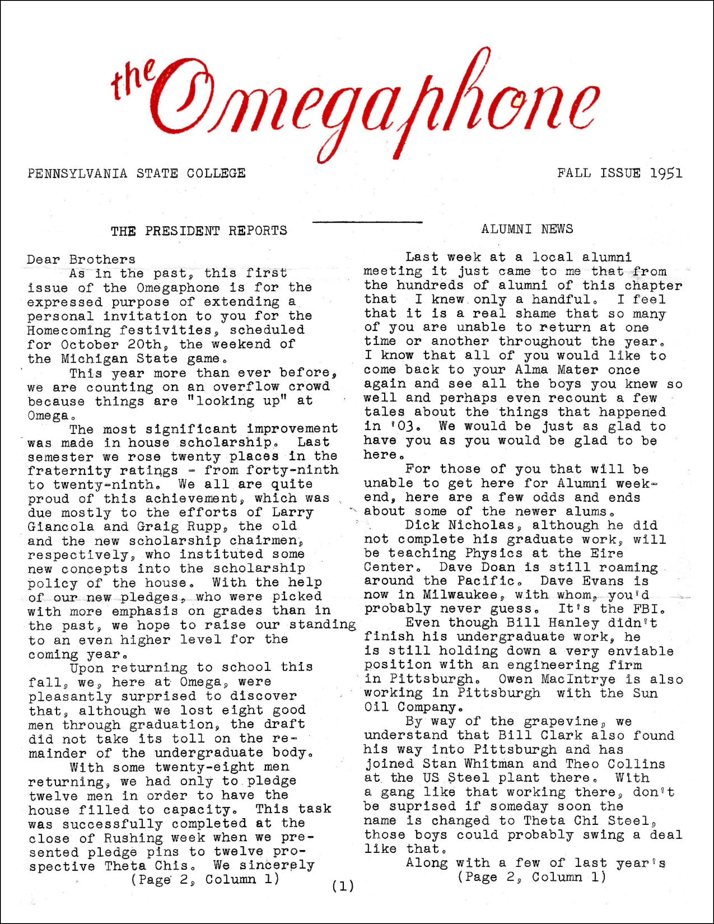 Fall 1951 Omegaphone