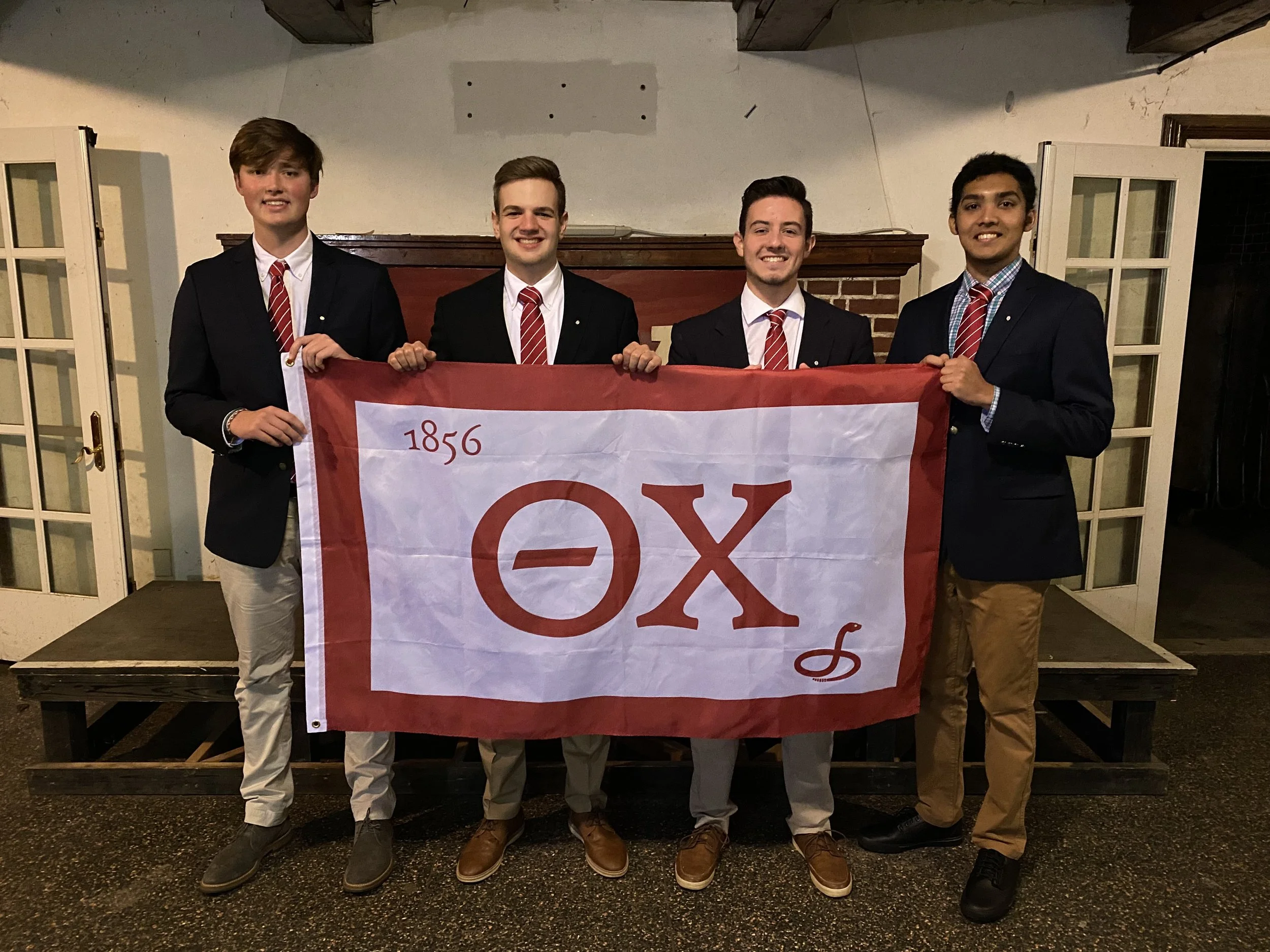  Fall 2021 - Pinning Night & Big/Little Ceremonies -  left to right: William James, Grant Blasiak, Josh Behler, Umang Mahanta  
